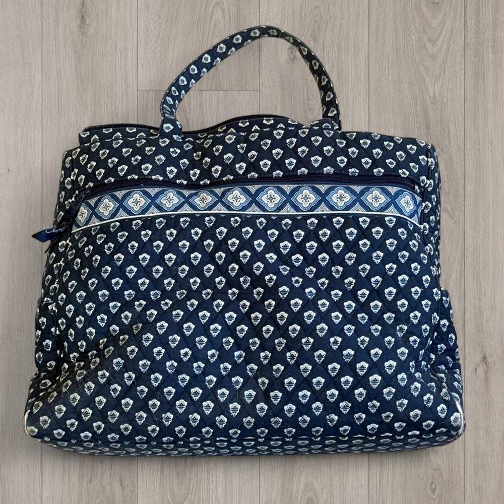 Vintage Vera Bradley Navy Quilted Work Laptop Tote Bag Y2K